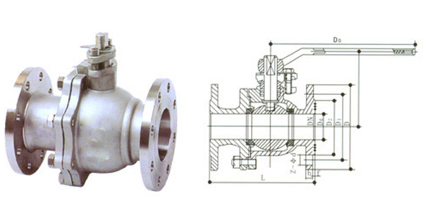 浮(fú)動球閥結構(gou)示意圖 浮動(dong)球閥結構示(shì)意圖